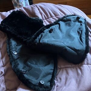 Black Faux Fur Scarf with Button Closure